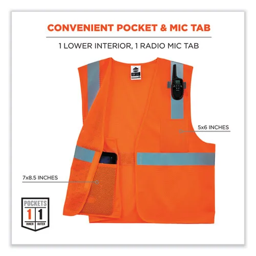 Glowear 8210hl-s Single Size Class 2 Economy Mesh Vest, Polyester, Medium, Orange