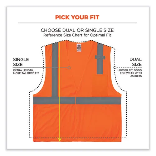 Glowear 8210hl-s Single Size Class 2 Economy Mesh Vest, Polyester, Medium, Orange