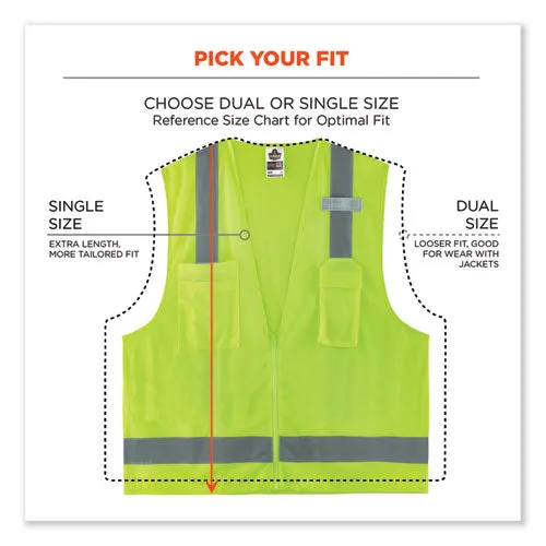 Glowear 8249z-s Single Size Class 2 Economy Surveyors Zipper Vest, Polyester, 4x-large, Lime, Ships In 1-3 Business Days