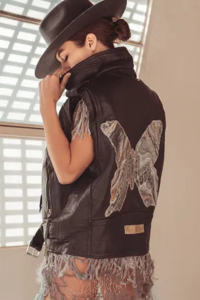 Gold Butterfly Biker Vest