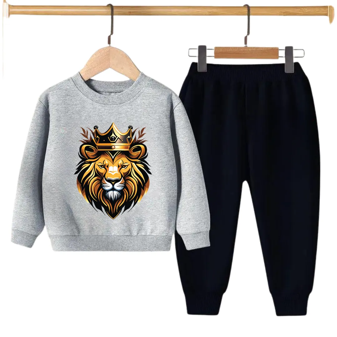 GOLDEN KING PRINTED SWEATSHIRT SET