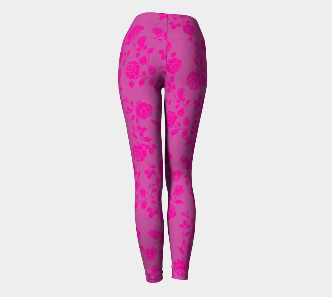 Greek Key & Roses Yoga Leggings