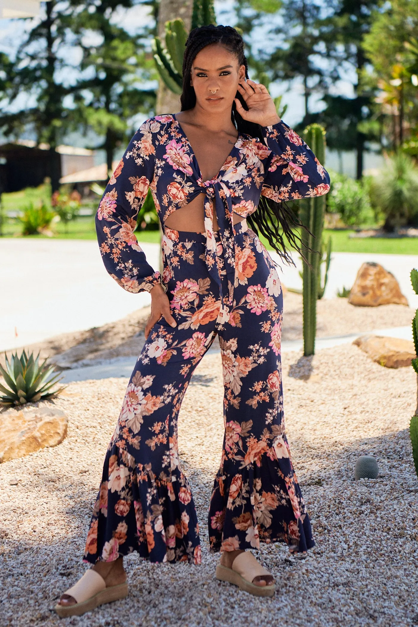 Isla Jumpsuit - Winter Rose Navy