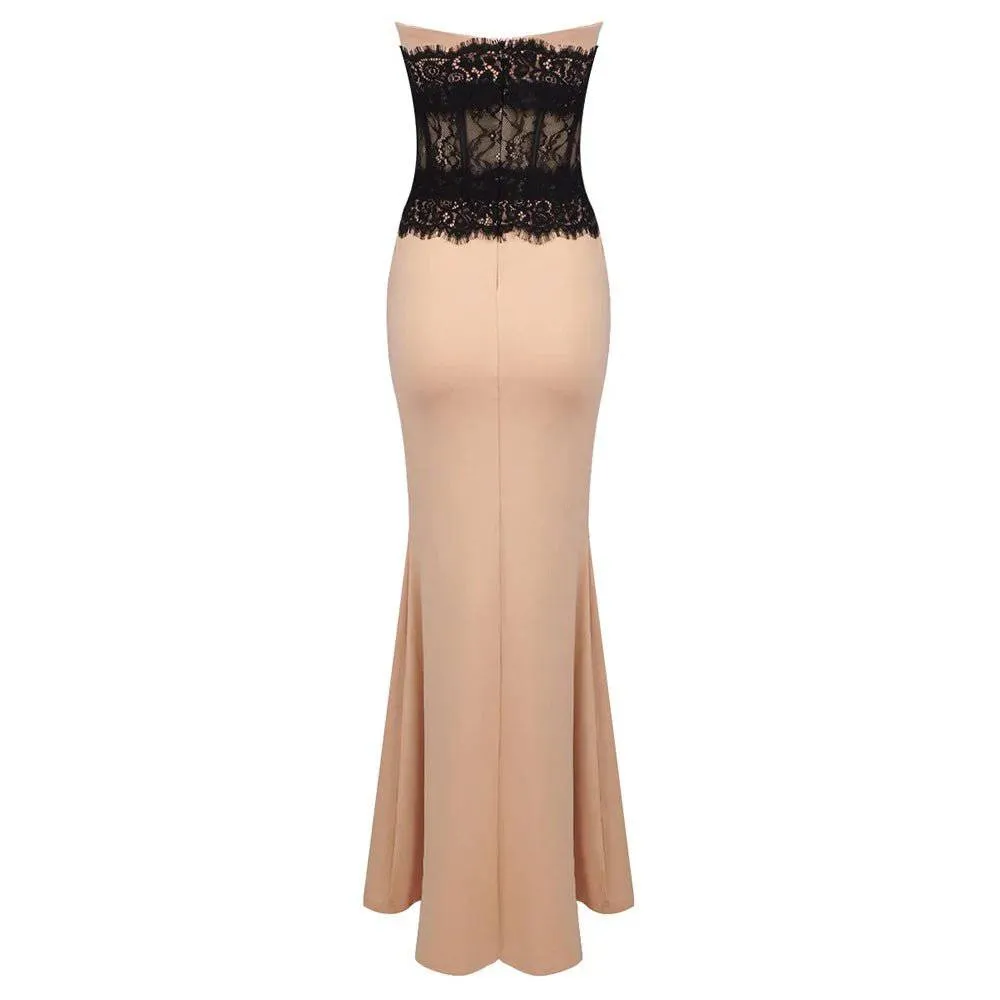 Jade Strapless Bustier Lace Corset  Maxi Dress