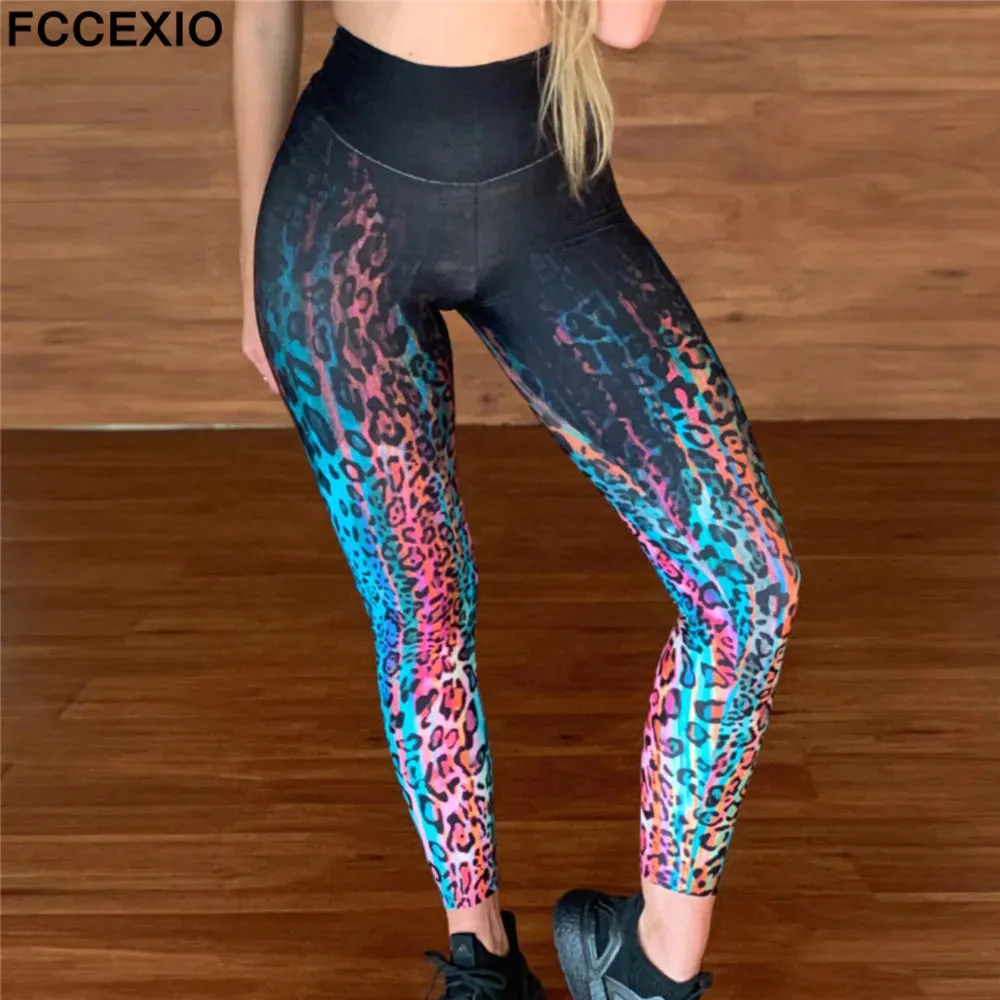 Leopard Stripe 3D Print Leggings