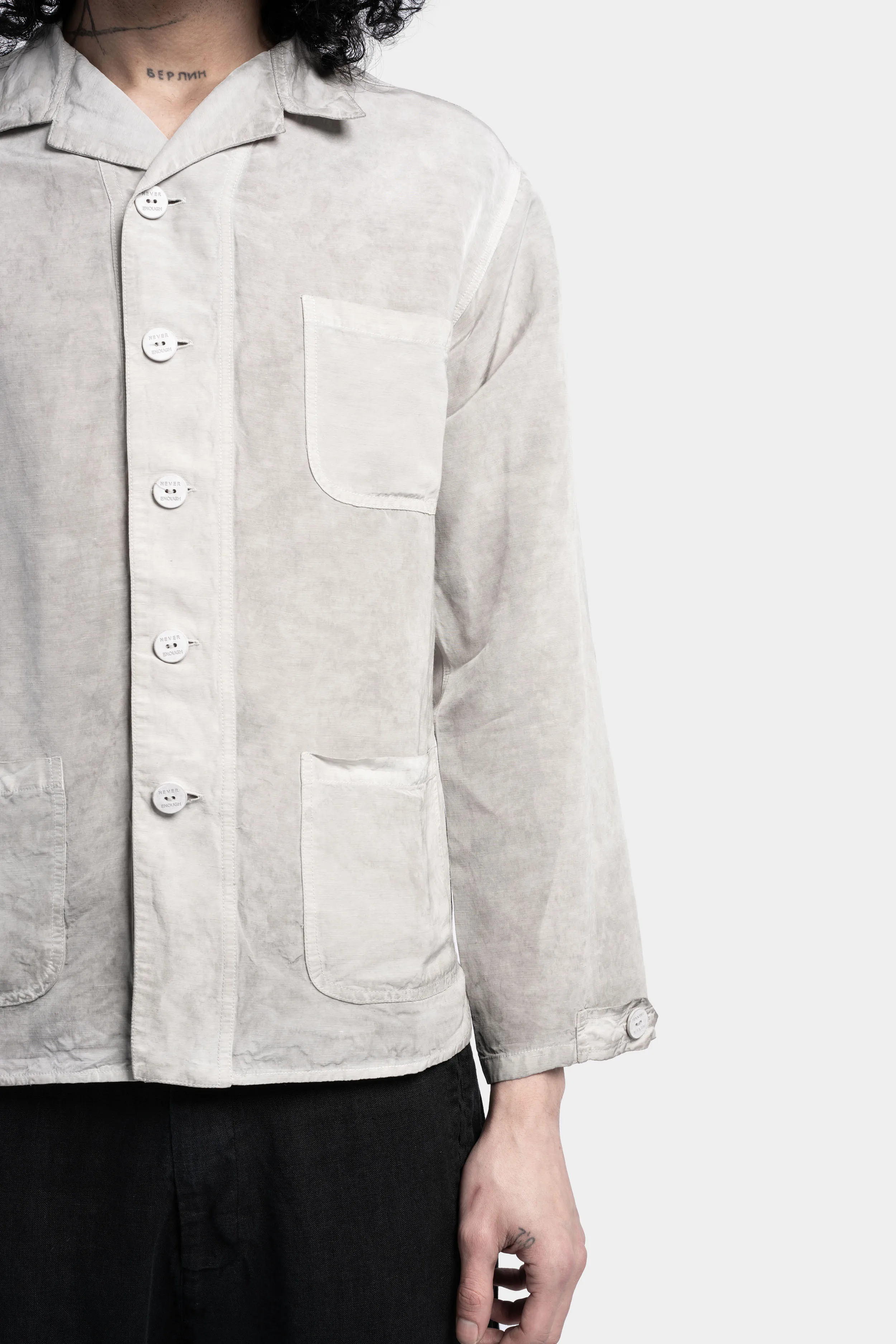 Linen blend button up jacket, Light grey