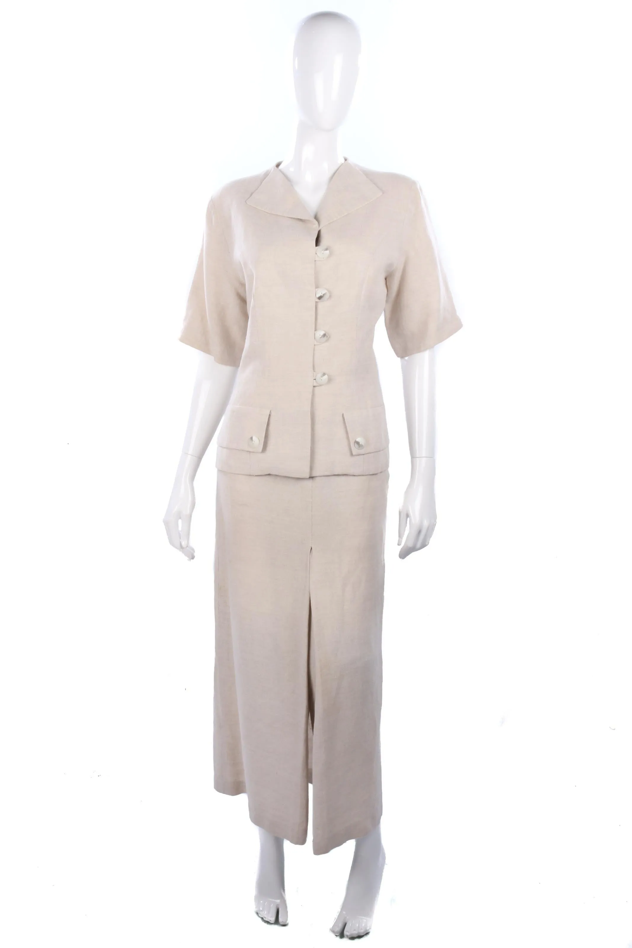 Linen cream skirt suit by Yellow Hammer, size 10