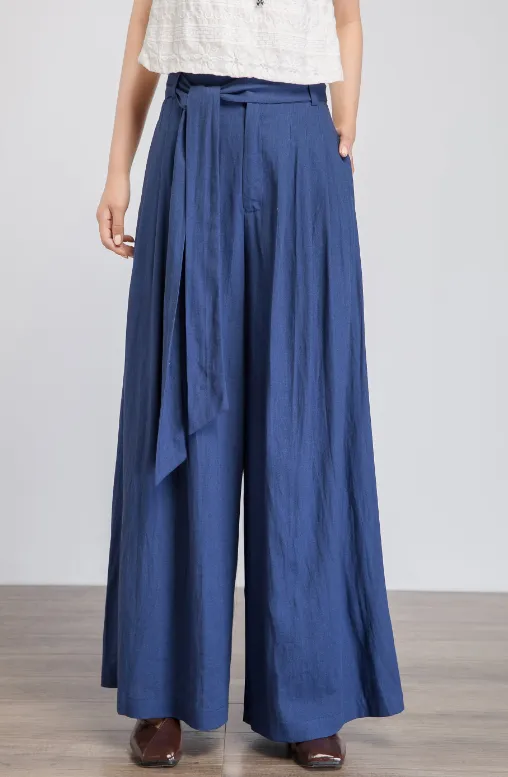 Linen pants woman, Blue palazzo pants, blue linen pants, Wide leg pants women, palazzo pants 1924