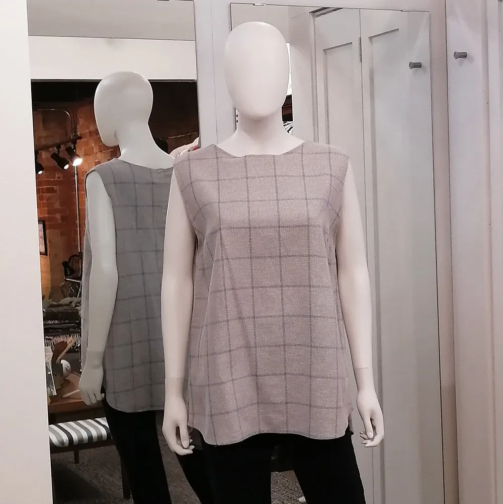 Linen Sleeveless Check Cami