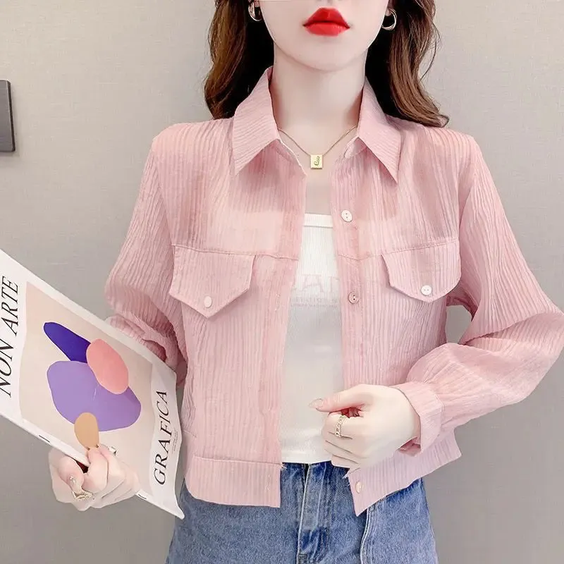 Loose Summer Short Chiffon Shirt For Women