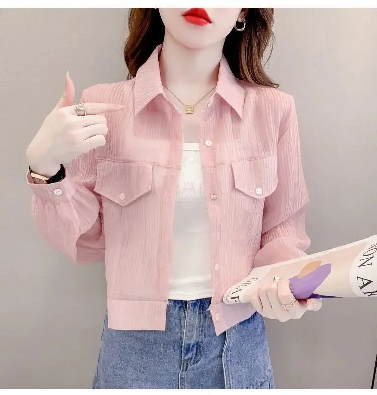 Loose Summer Short Chiffon Shirt For Women