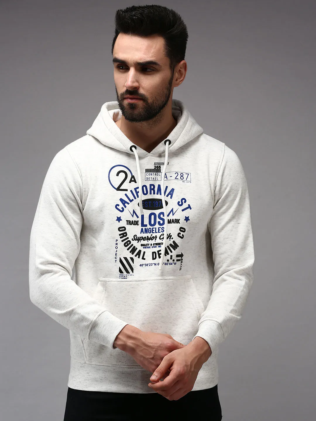 Men White Solid Sweatshirt