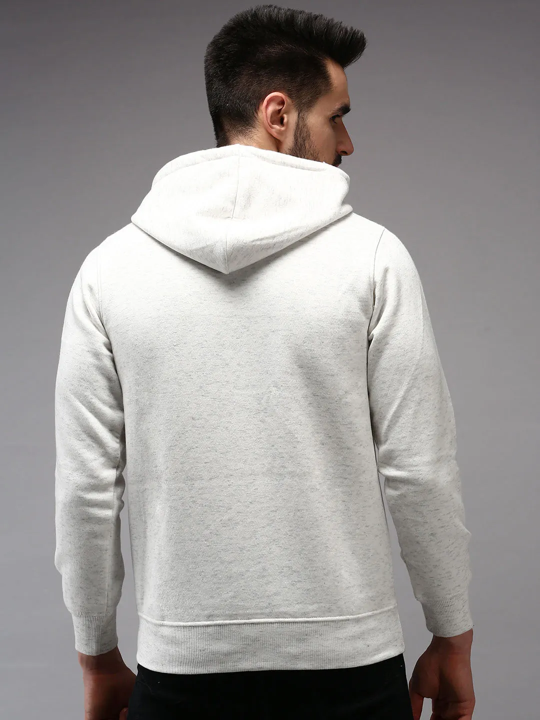 Men White Solid Sweatshirt