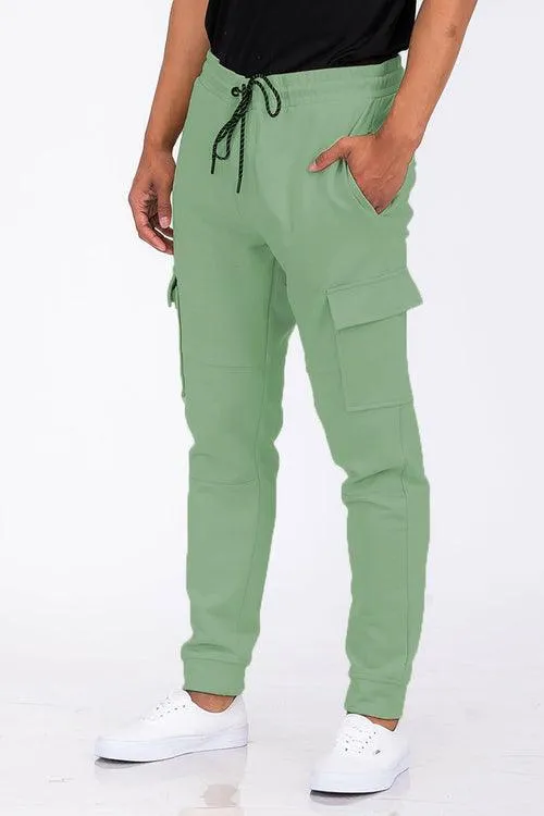 Mens Basic Sweat Pants Cargo Joggers