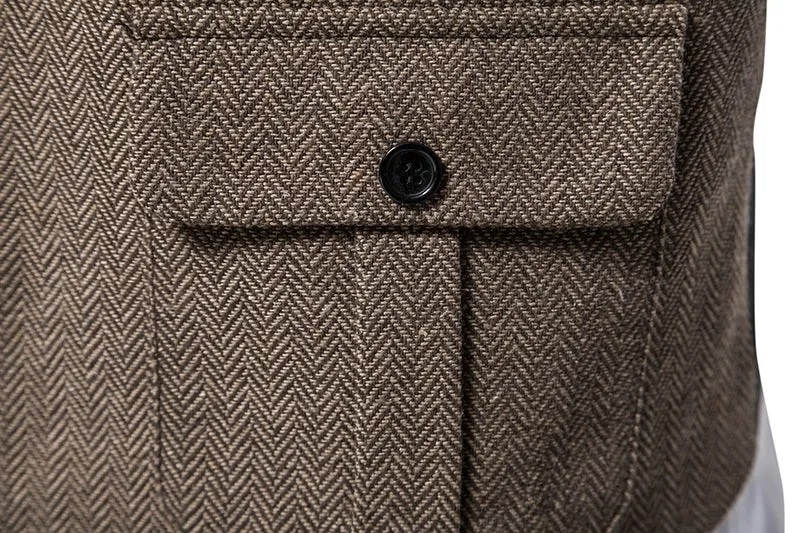 Men's Classic Tweed Herringbone Notch Lapel Waistcoat