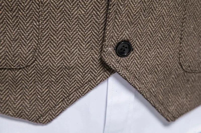 Men's Classic Tweed Herringbone Notch Lapel Waistcoat