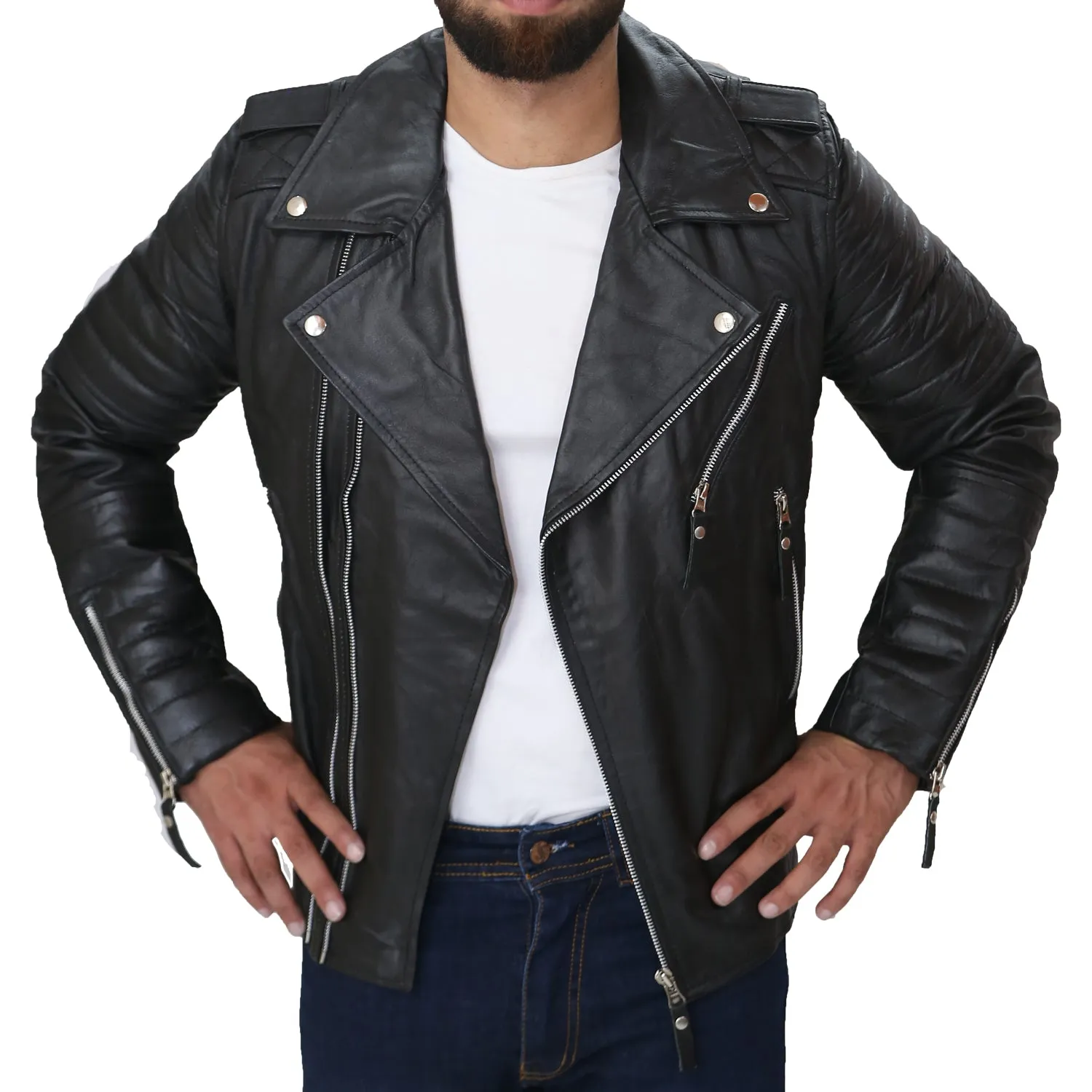 Mens Quilted Leather Jacket