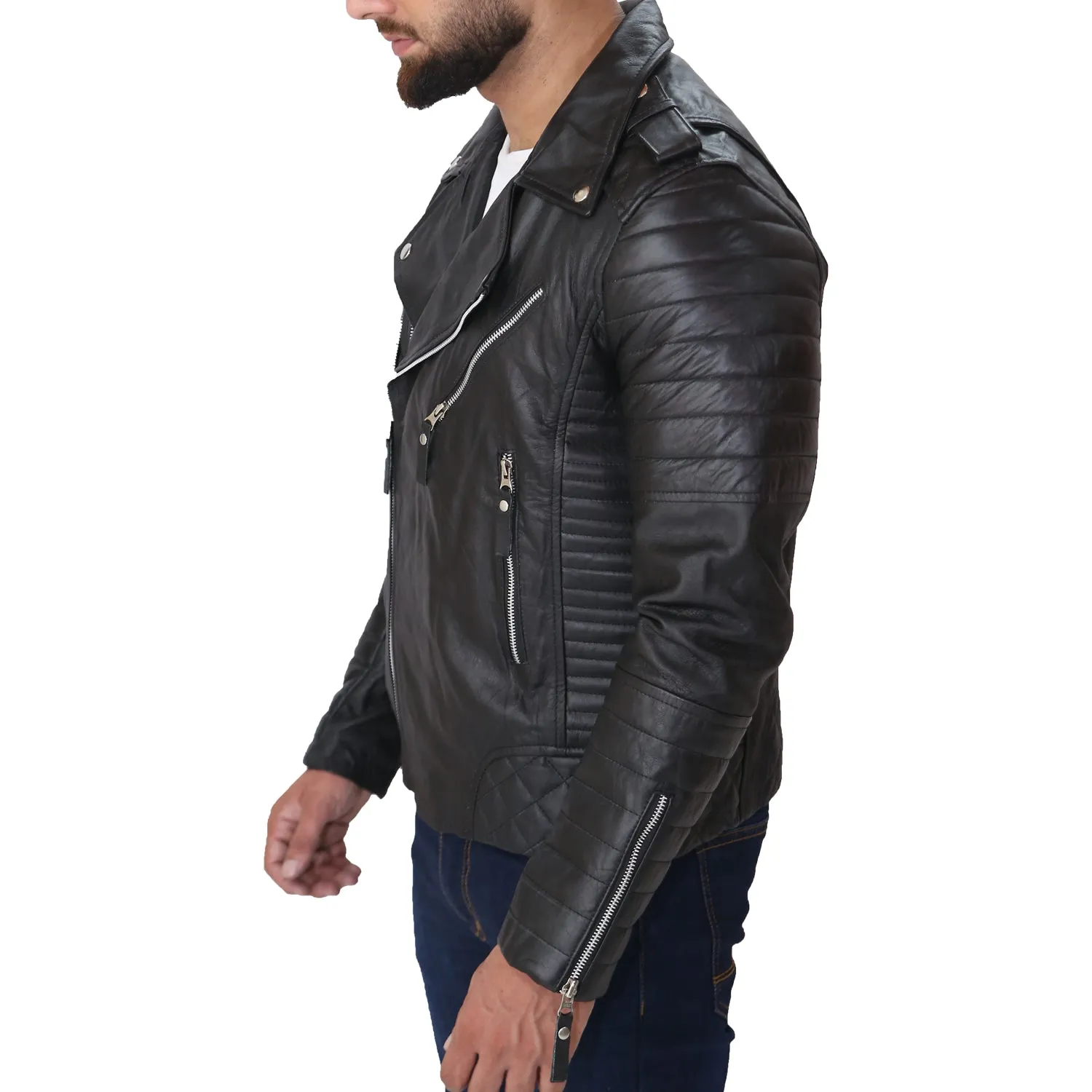 Mens Quilted Leather Jacket