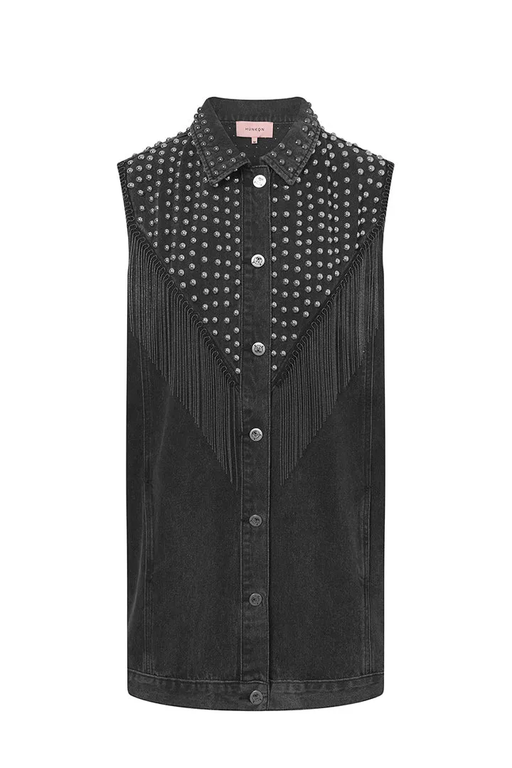 Mette Denim Vest - Black