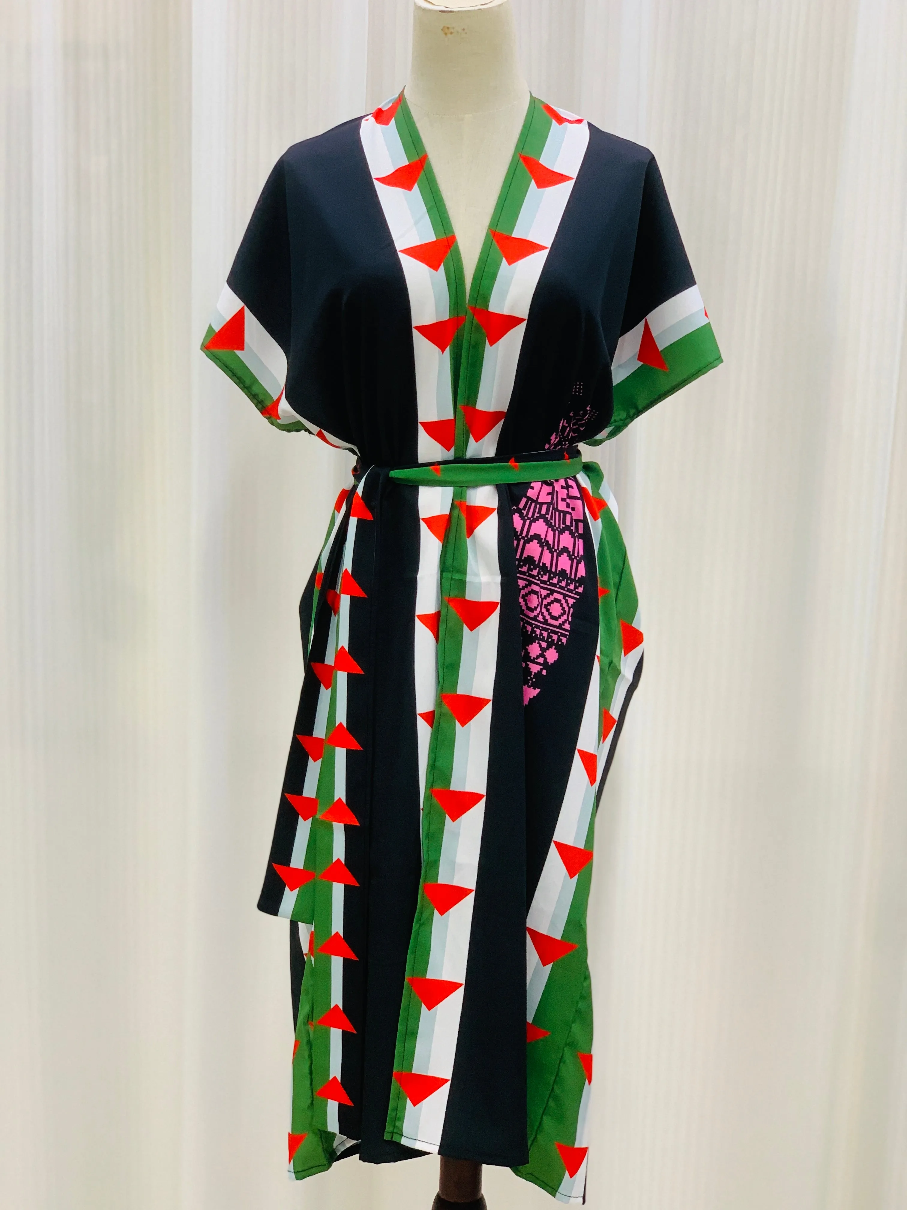 MY020  Palestinian print jacket long sleeveless