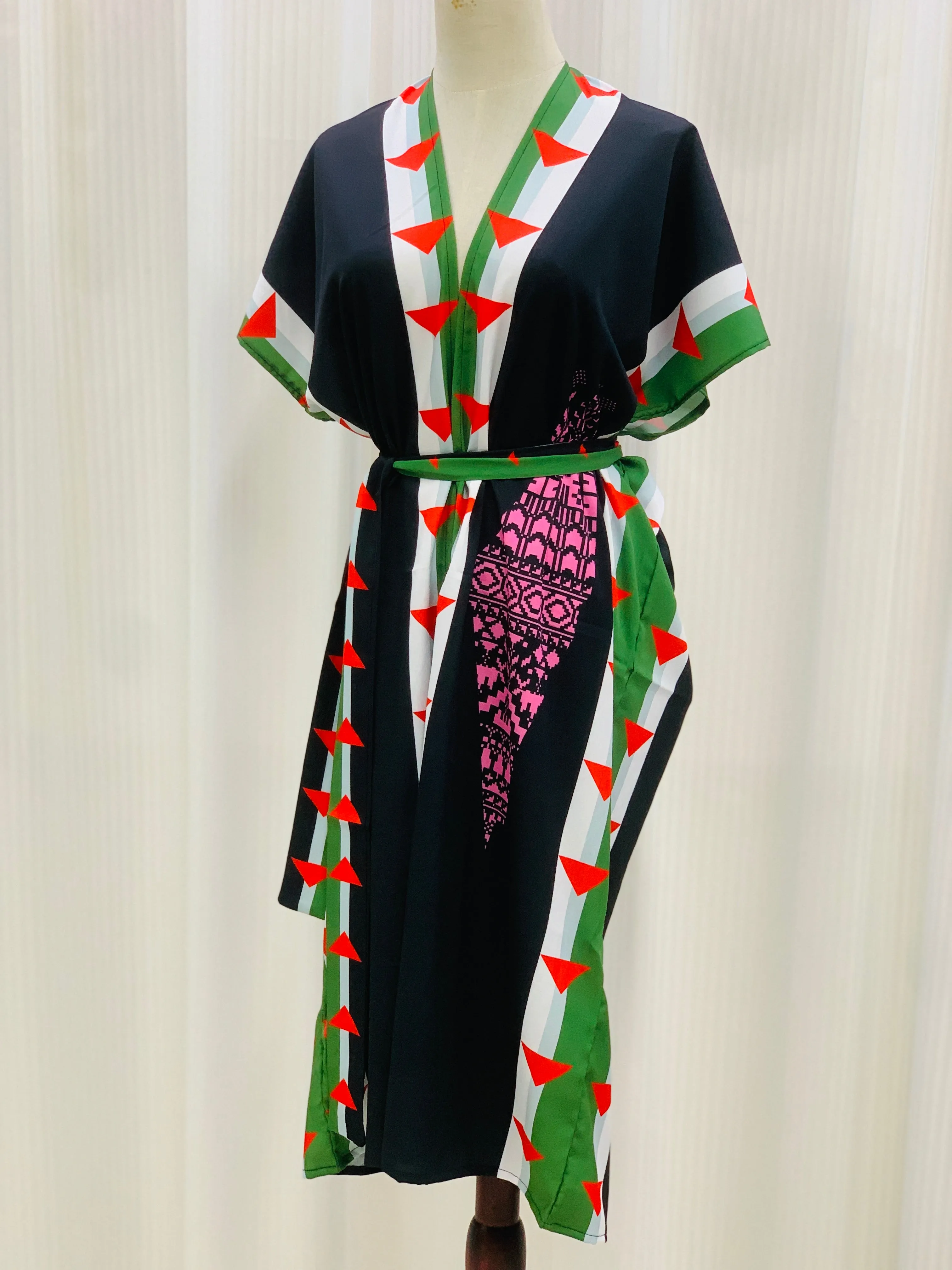 MY020  Palestinian print jacket long sleeveless