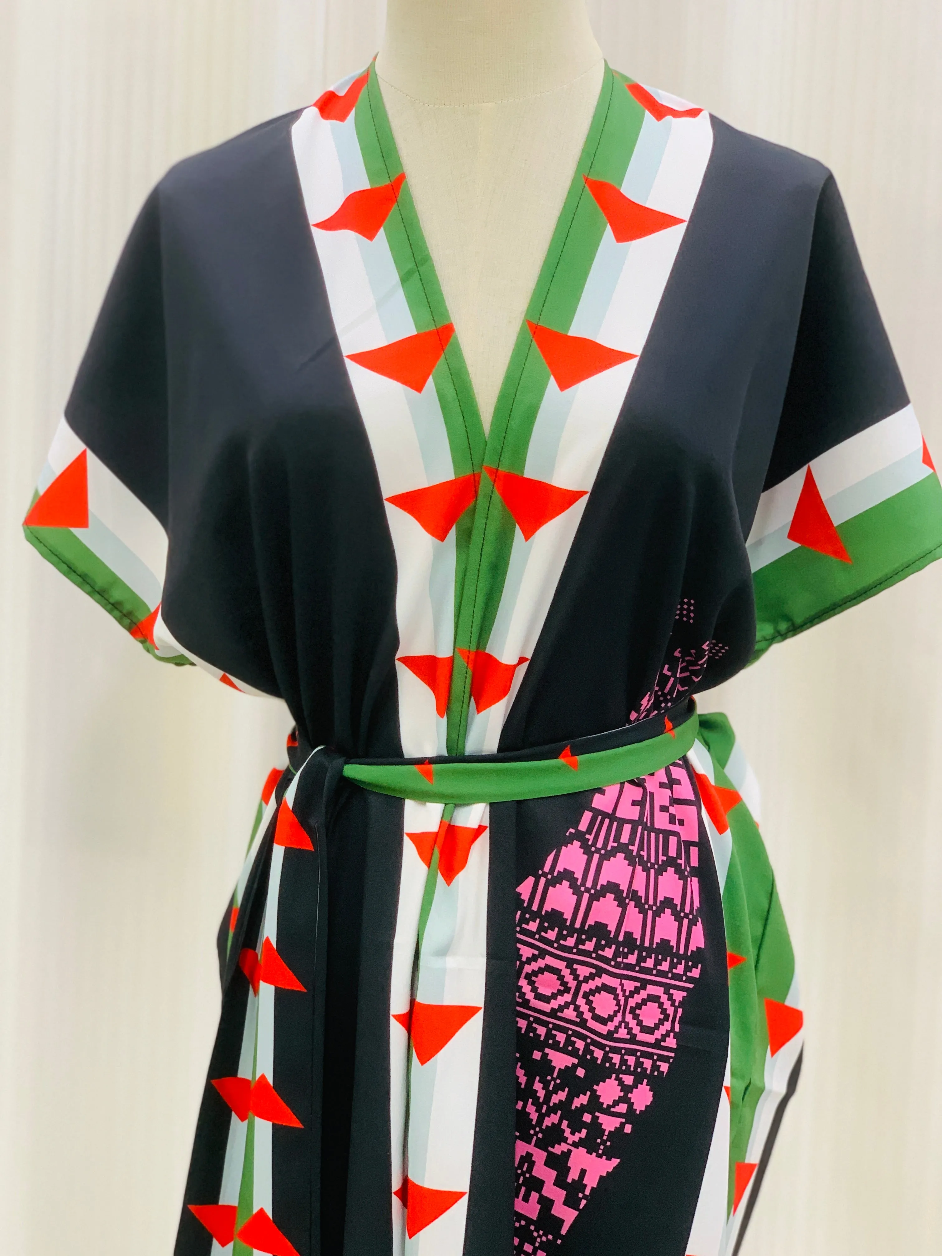 MY020  Palestinian print jacket long sleeveless