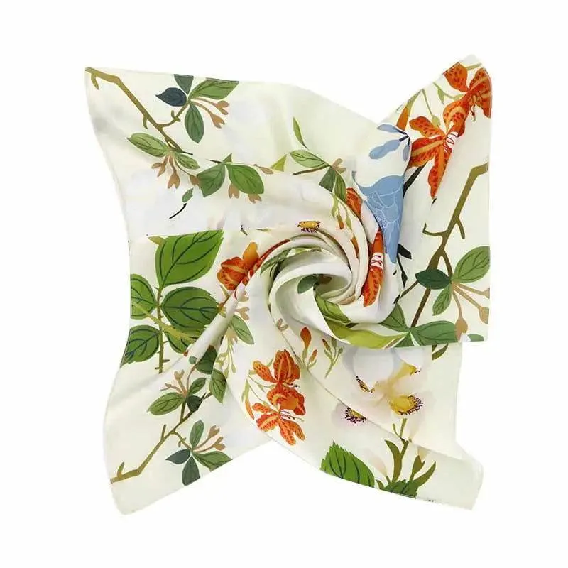 National Museum Floral Silk Square Scarf Four Seasons 53 x 53 cm