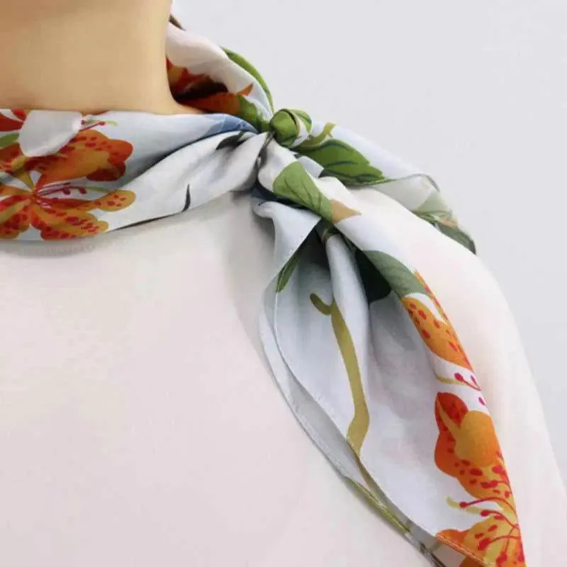 National Museum Floral Silk Square Scarf Four Seasons 53 x 53 cm