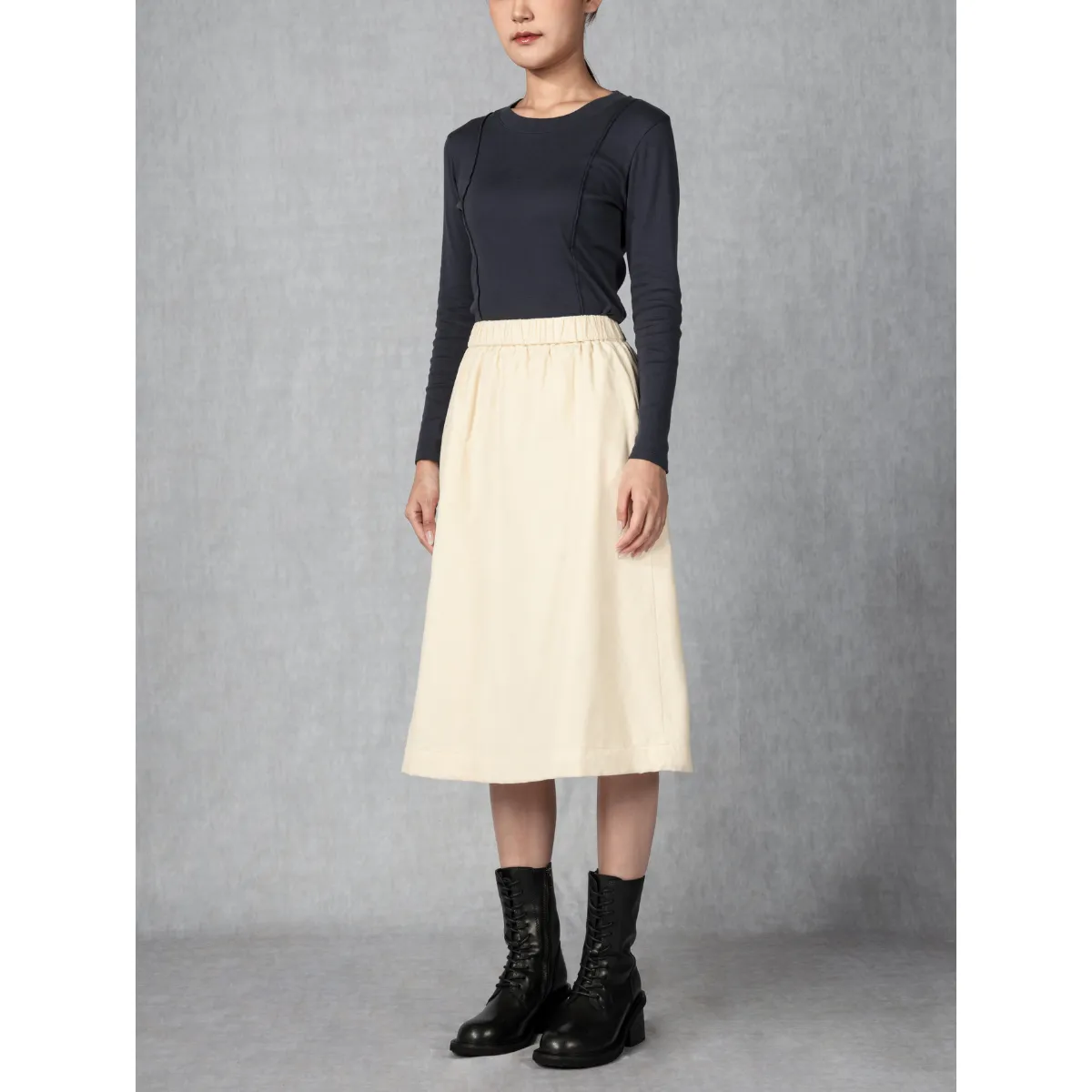 Needlecord Midi Skirt Ivory