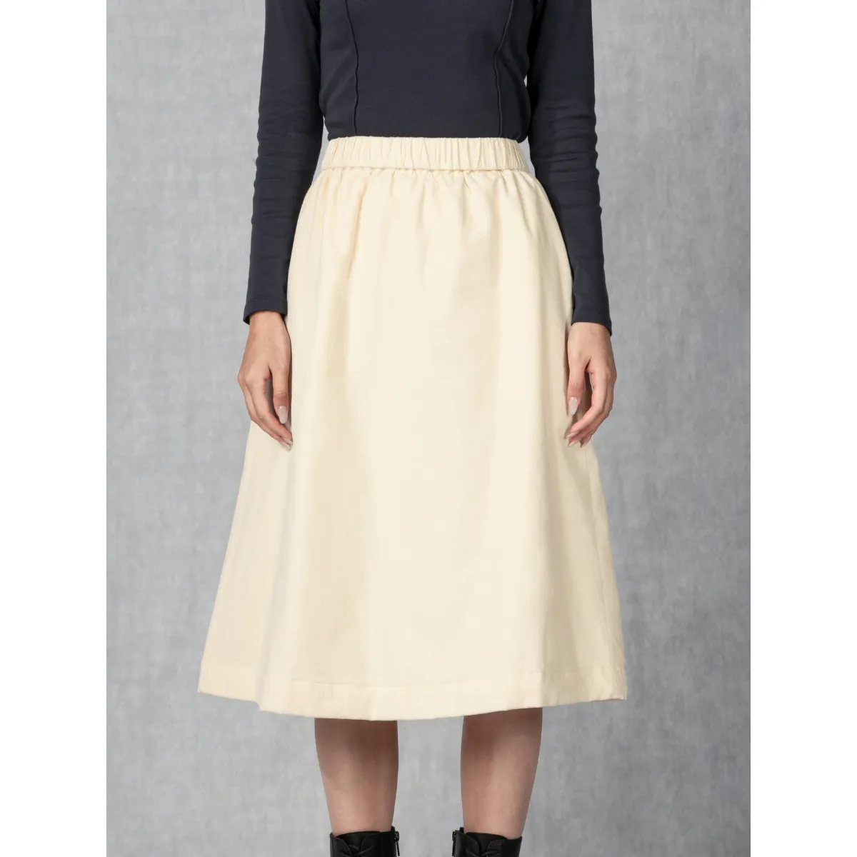 Needlecord Midi Skirt Ivory