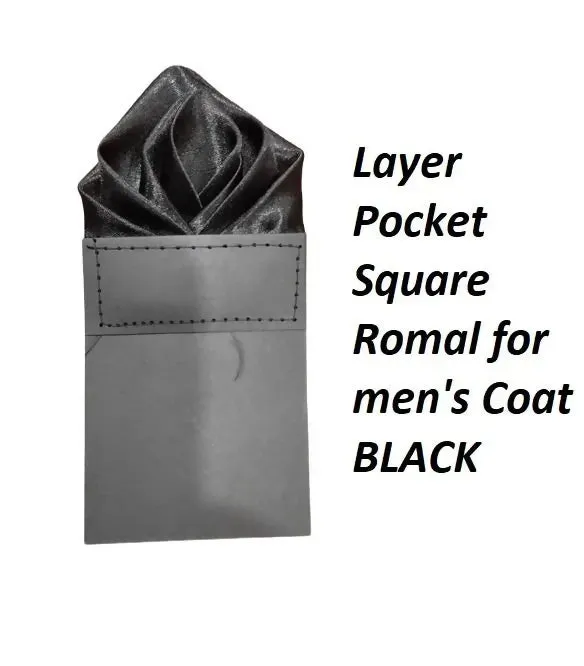 New Design Multi Layer Pocket Square Romal for men's Coat BLACK