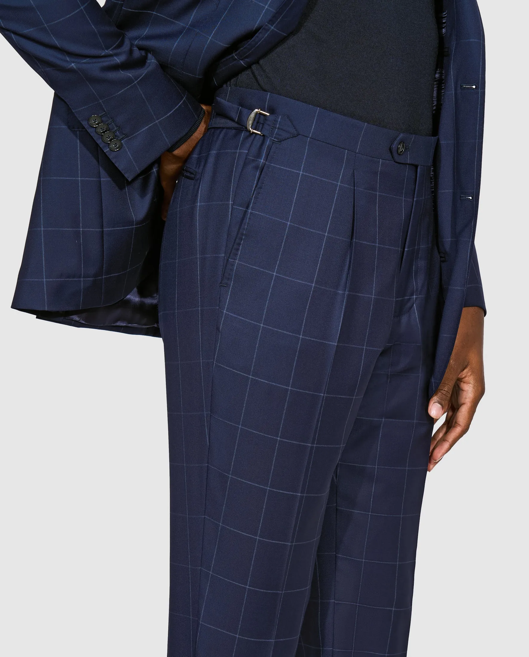 New SUITREVIEW Elmhurst Blue Windowpane Pure Wool All Season Suit - Size 38R and 42R