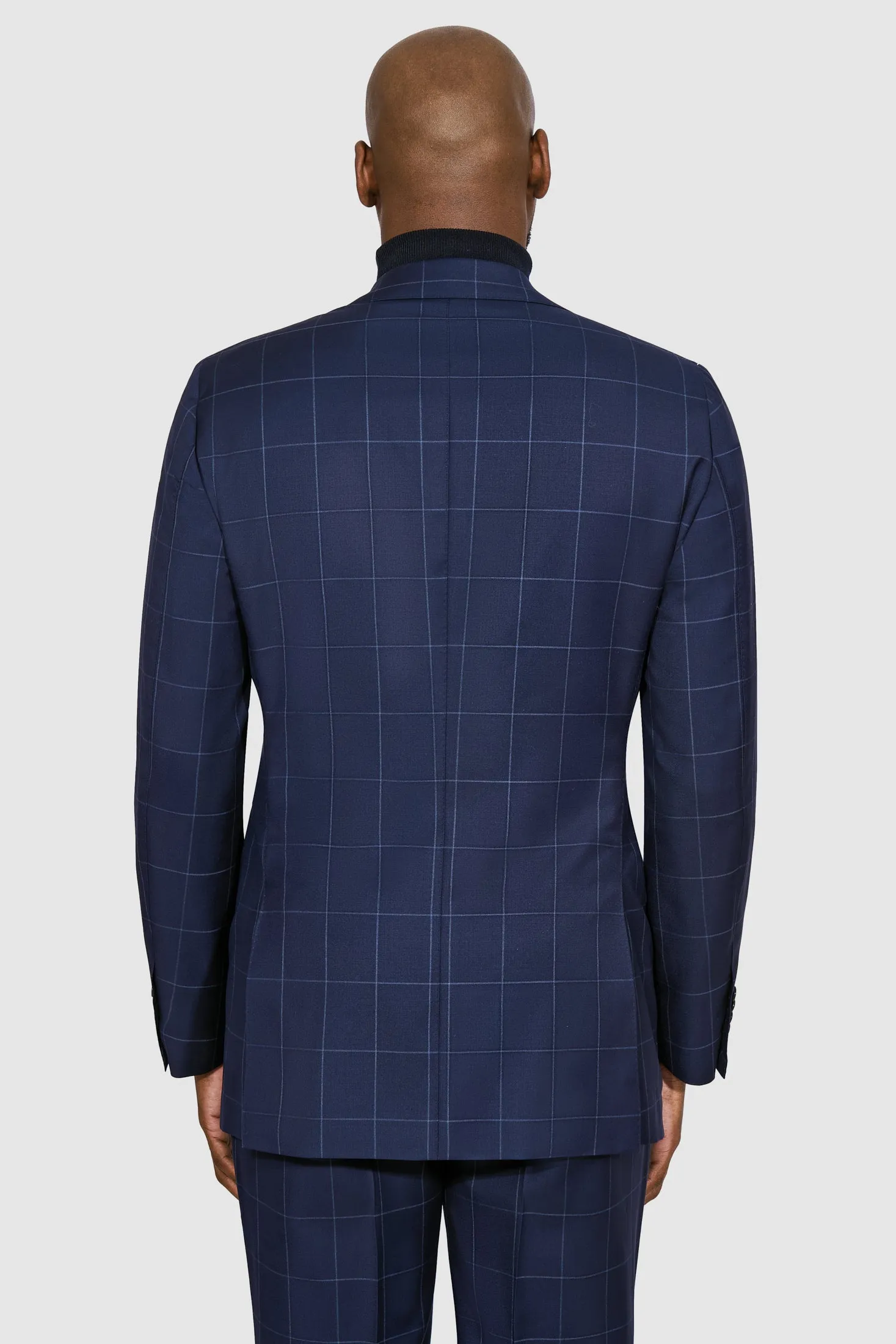 New SUITREVIEW Elmhurst Blue Windowpane Pure Wool All Season Suit - Size 38R and 42R