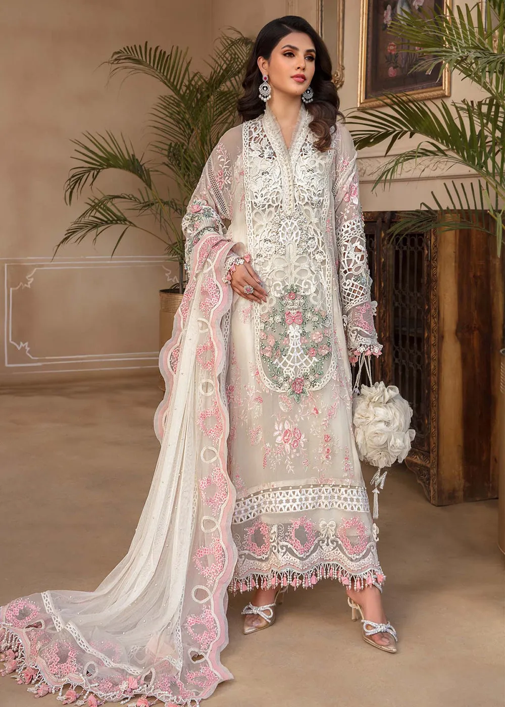 Off White Embroidered Suit - Maria B - Mbroidered Heritage Edition - BD-2604