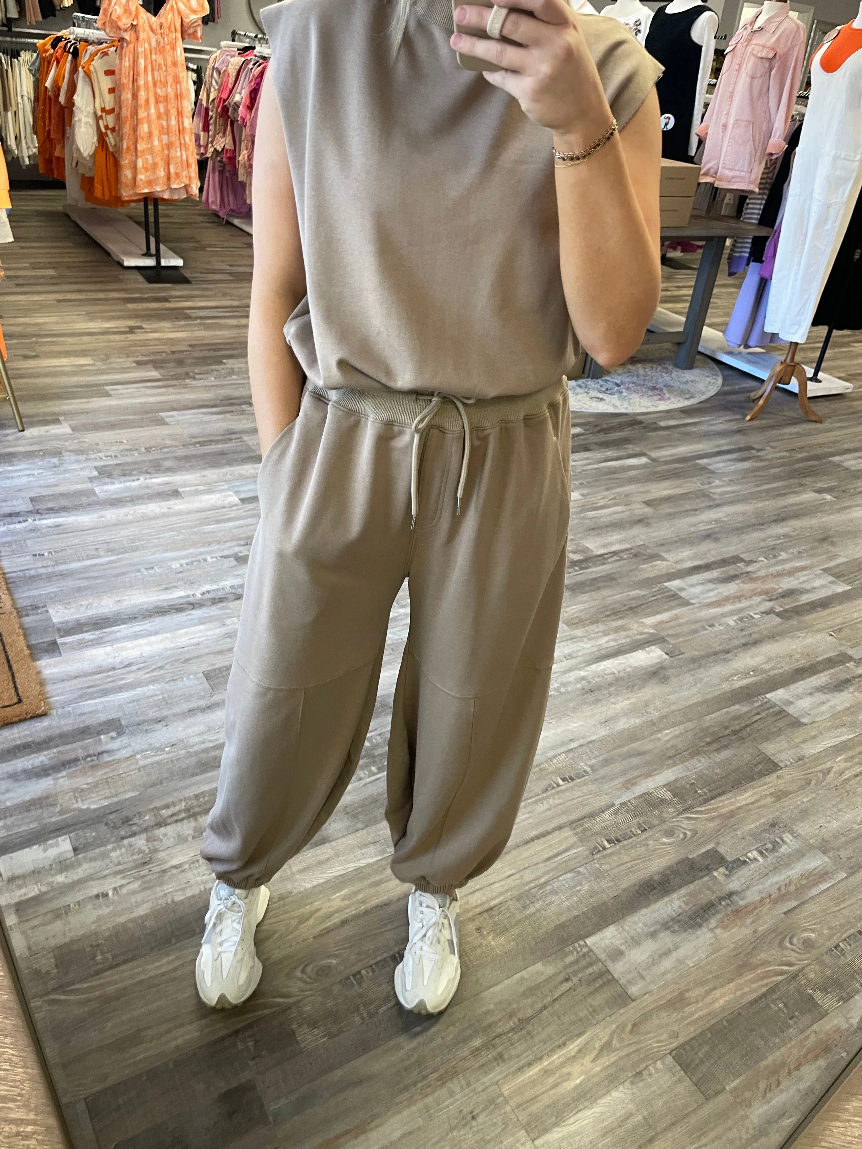 Oversized Terry Knit Jumpsuit - Mocha