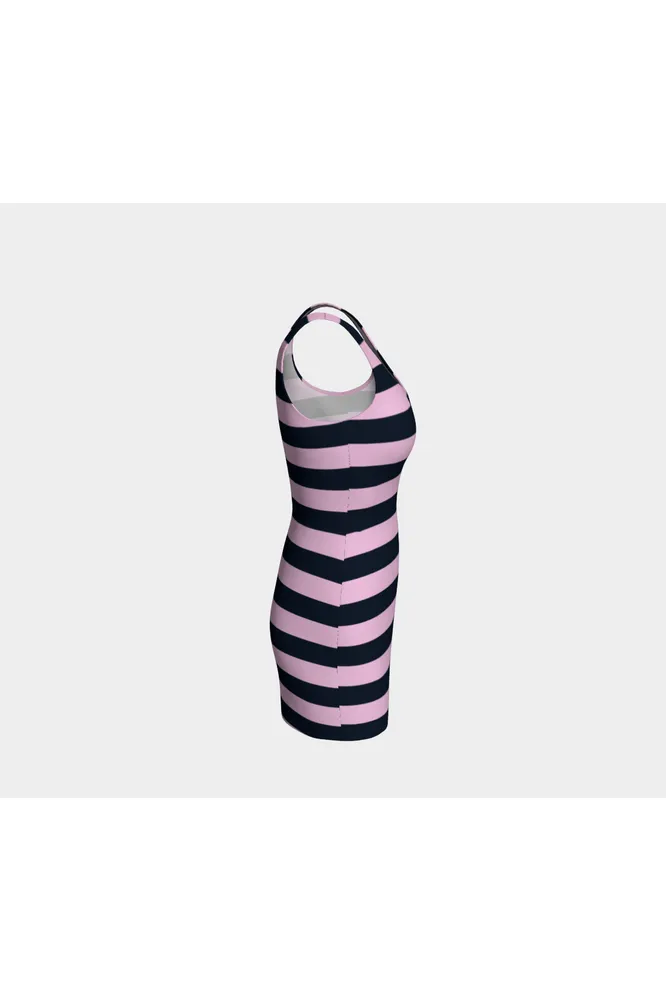 Pink & Blue Striped Bodycon Dress