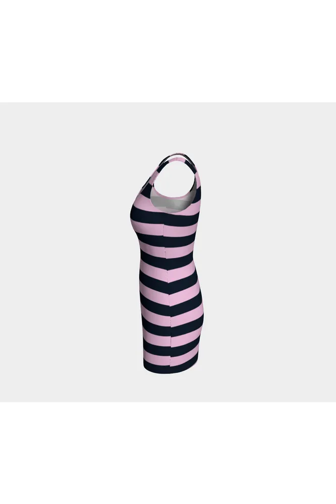 Pink & Blue Striped Bodycon Dress