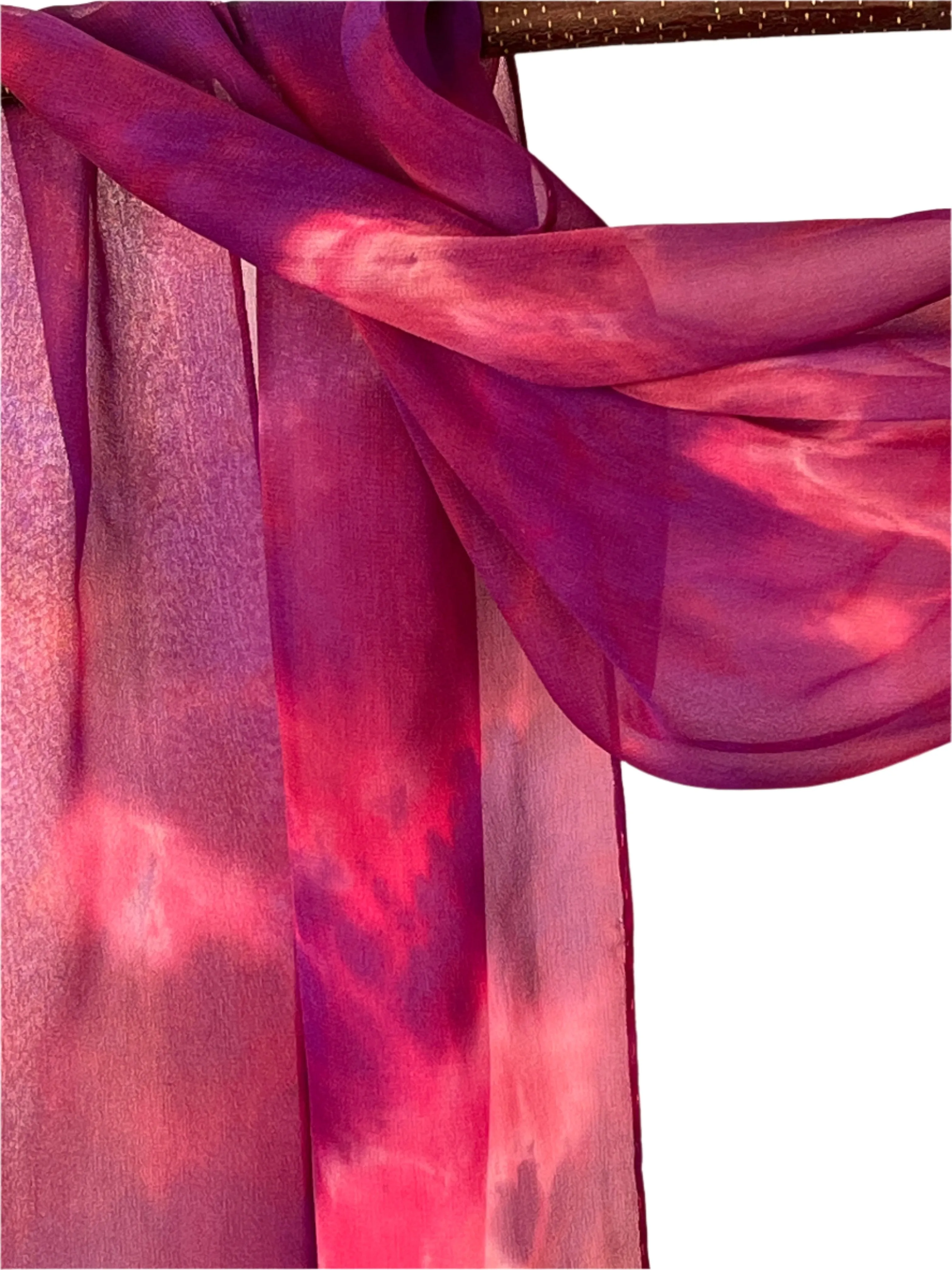 “Pink Fantasia" - Hand-dyed Silk Scarf - $90