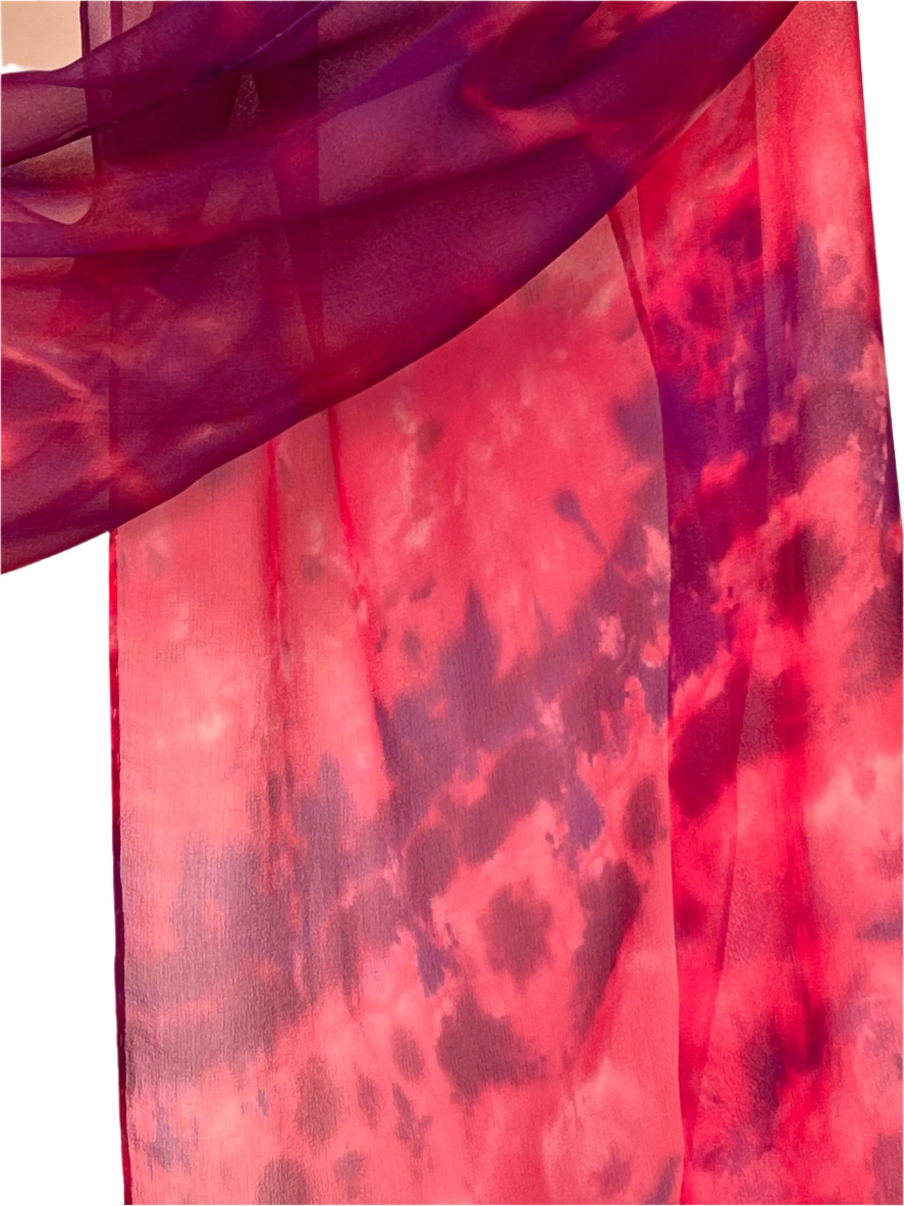 “Pink Fantasia" - Hand-dyed Silk Scarf - $90