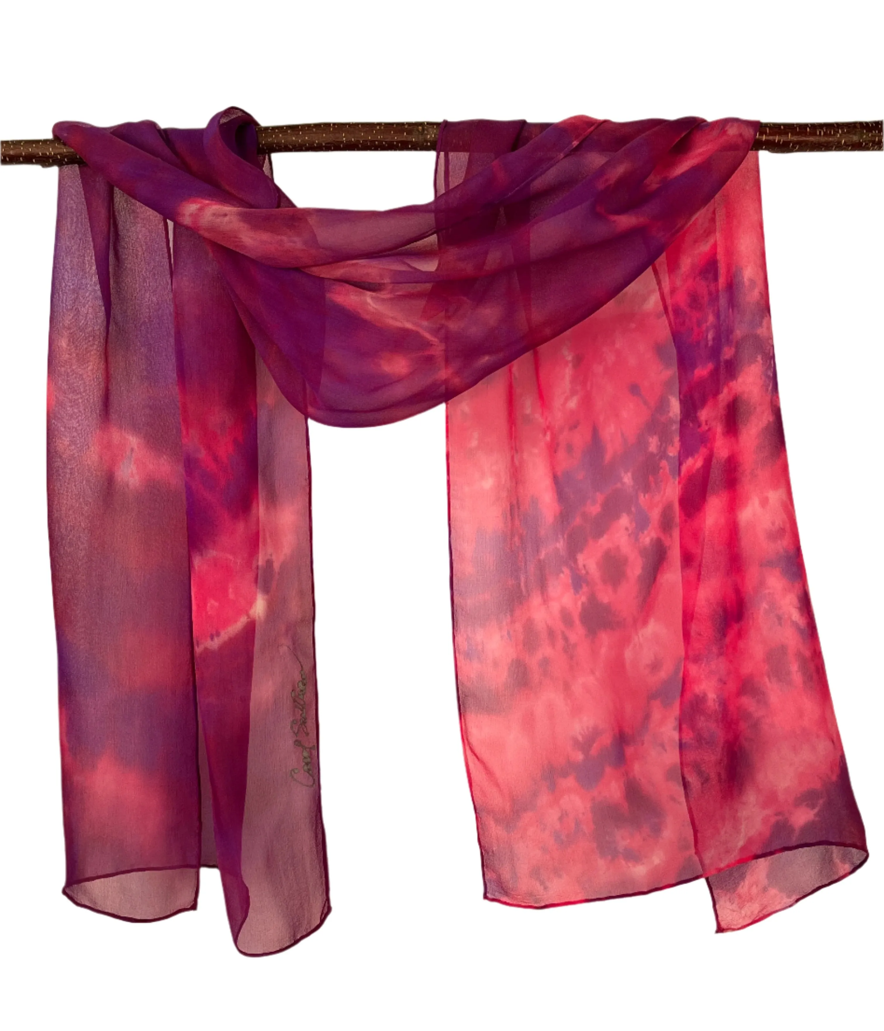 “Pink Fantasia" - Hand-dyed Silk Scarf - $90