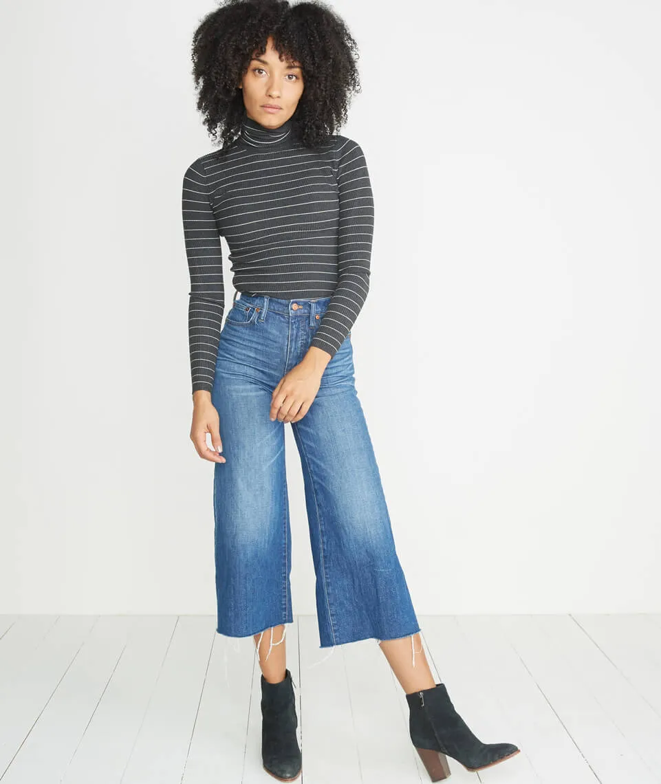 Piper Turtleneck in Charcoal Stripe