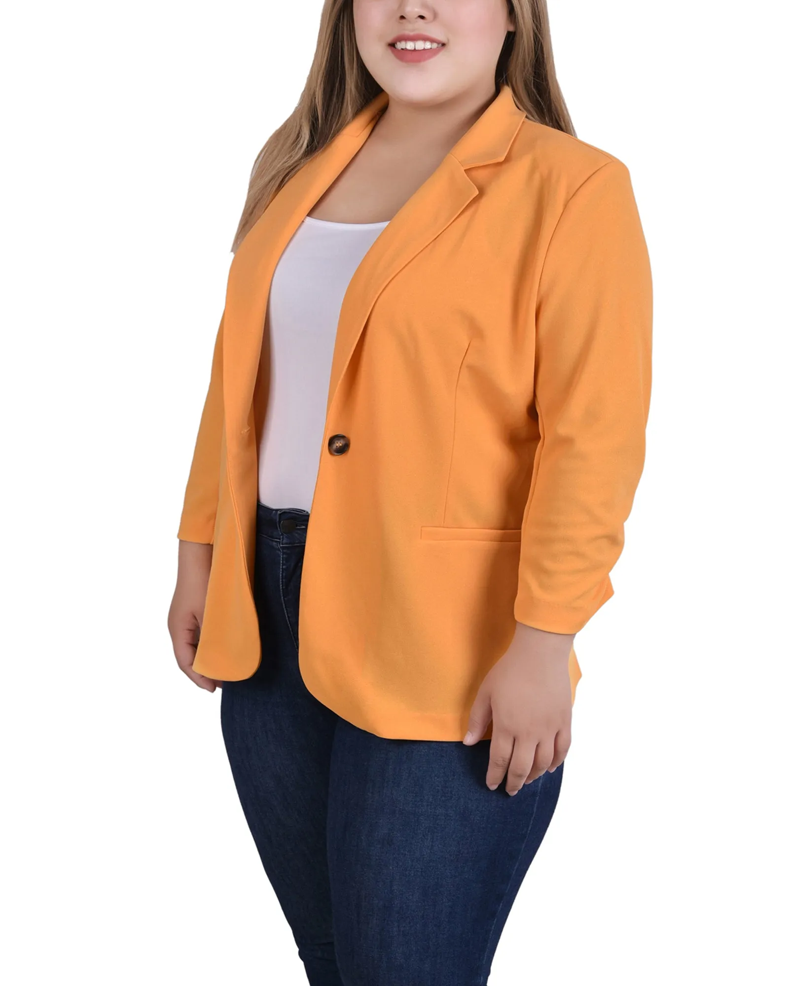 Plus Size 3/4 Sleeve Scuba Crepe Jacket