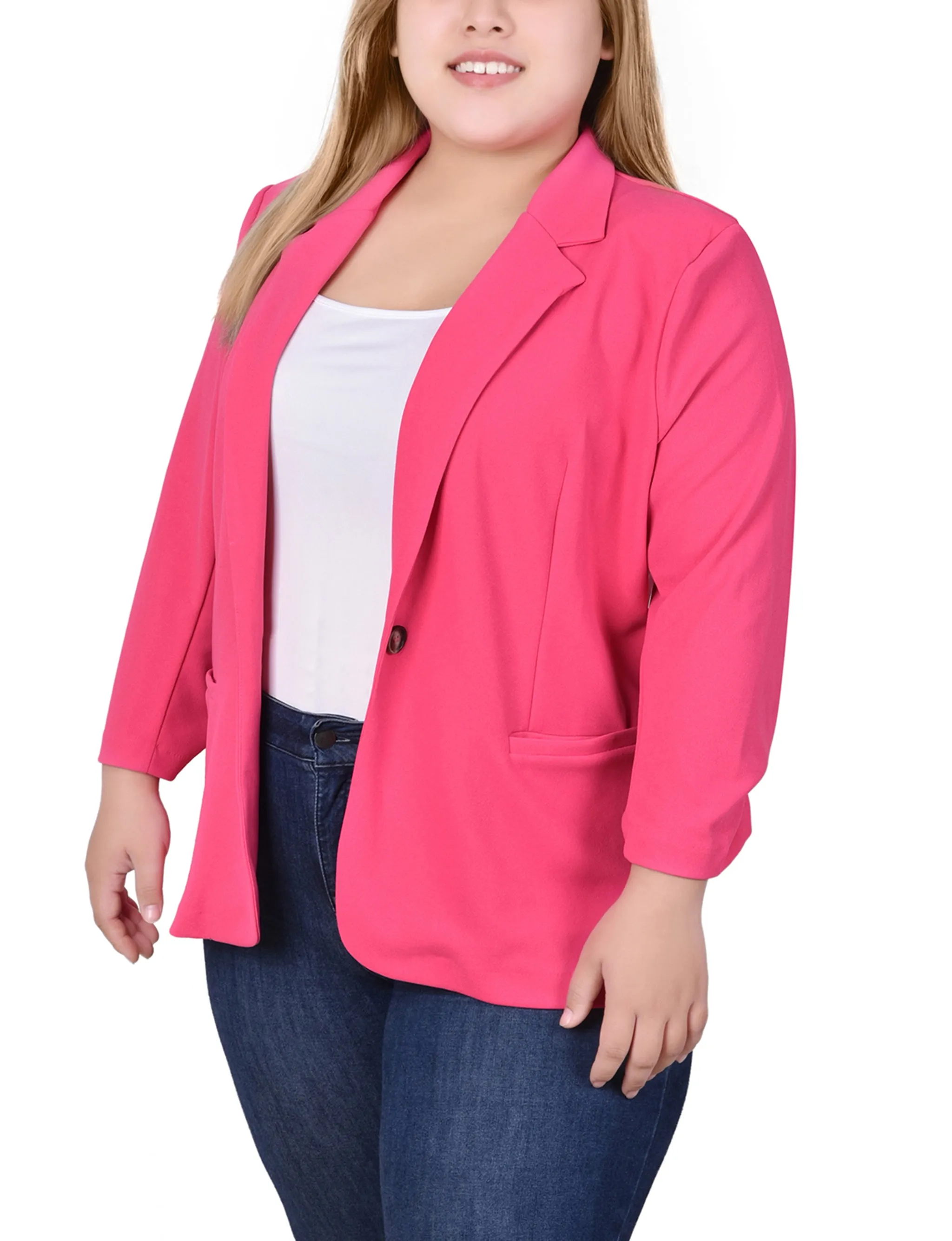 Plus Size 3/4 Sleeve Scuba Crepe Jacket