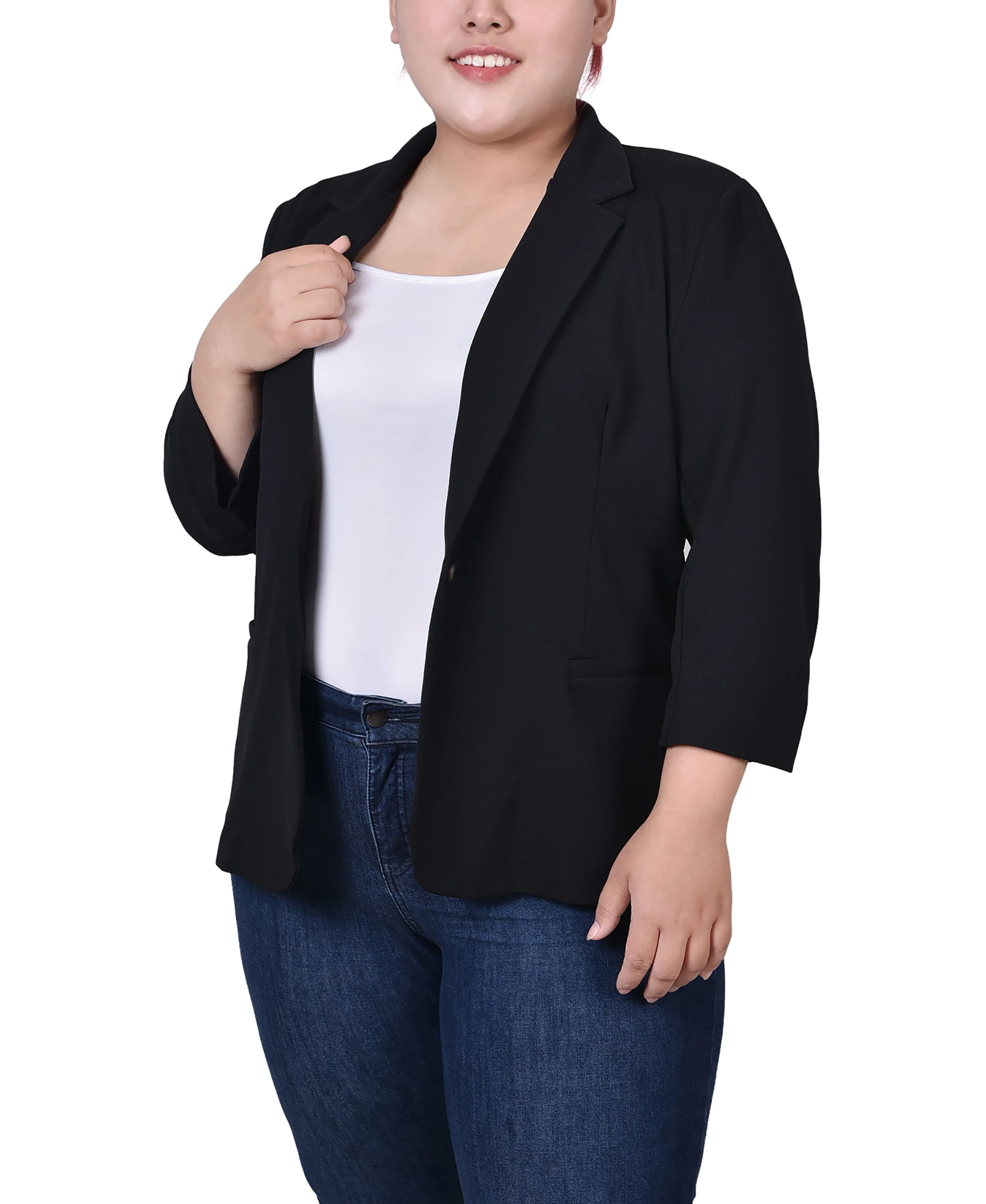 Plus Size 3/4 Sleeve Scuba Crepe Jacket