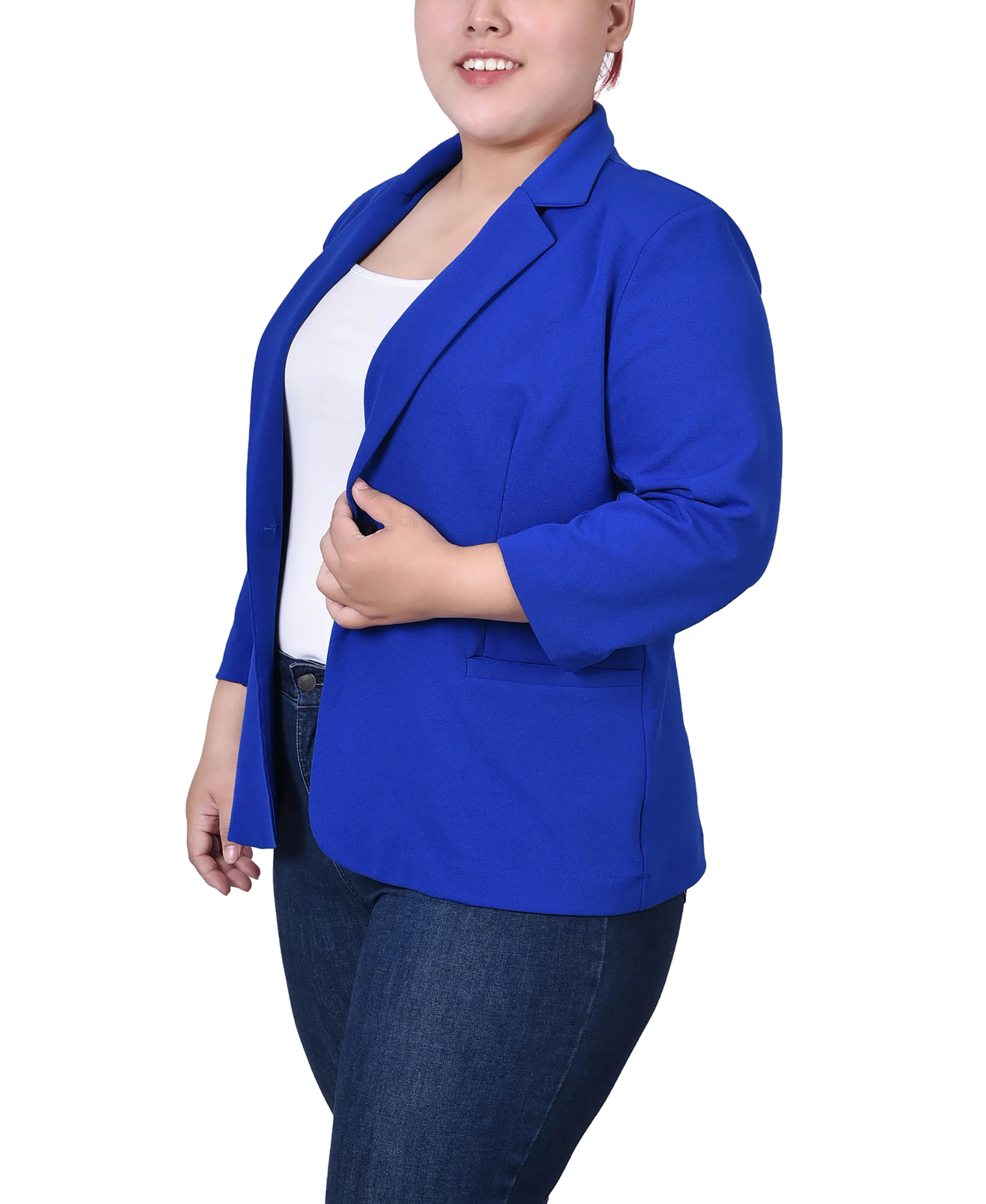 Plus Size 3/4 Sleeve Scuba Crepe Jacket