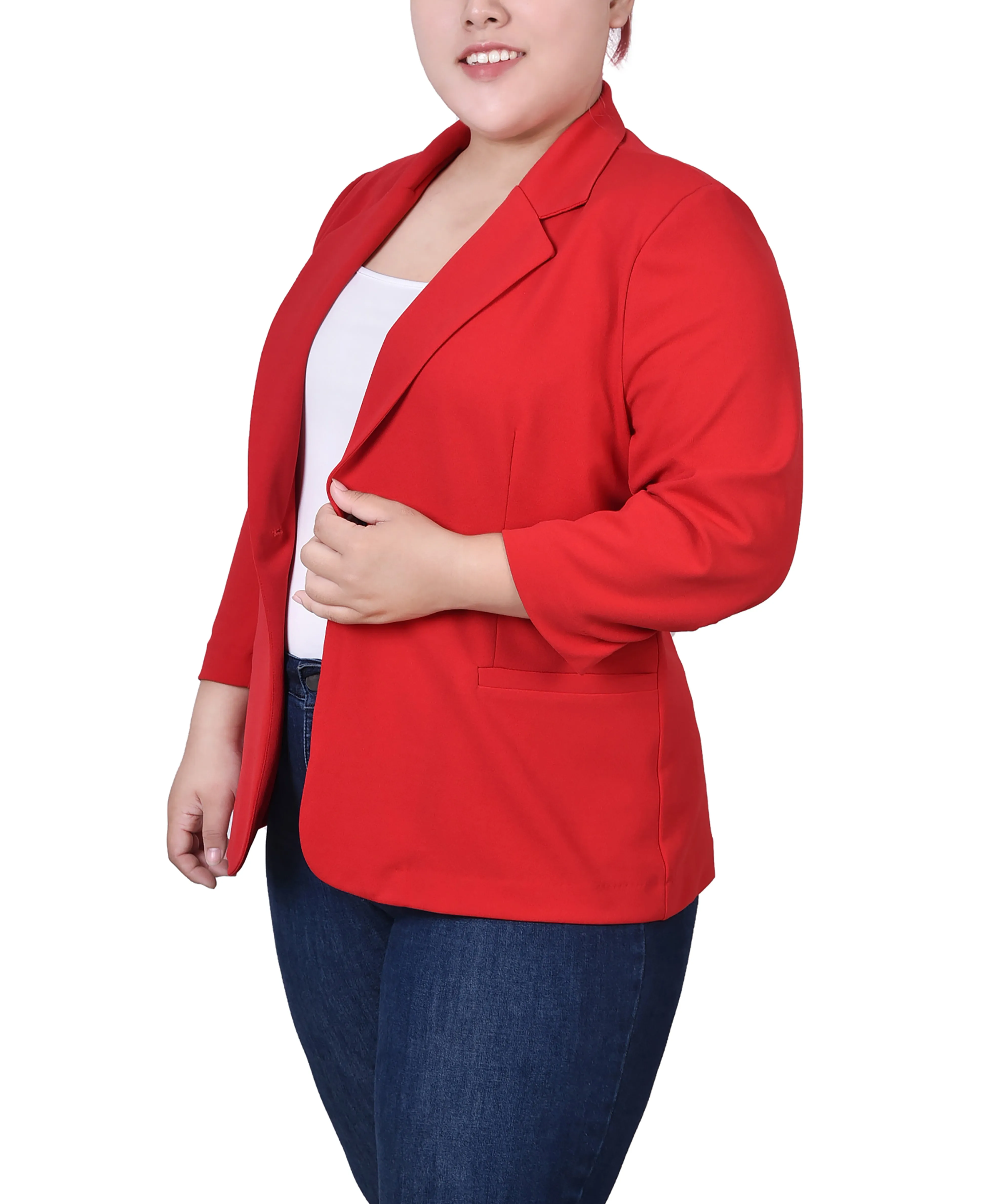 Plus Size 3/4 Sleeve Scuba Crepe Jacket