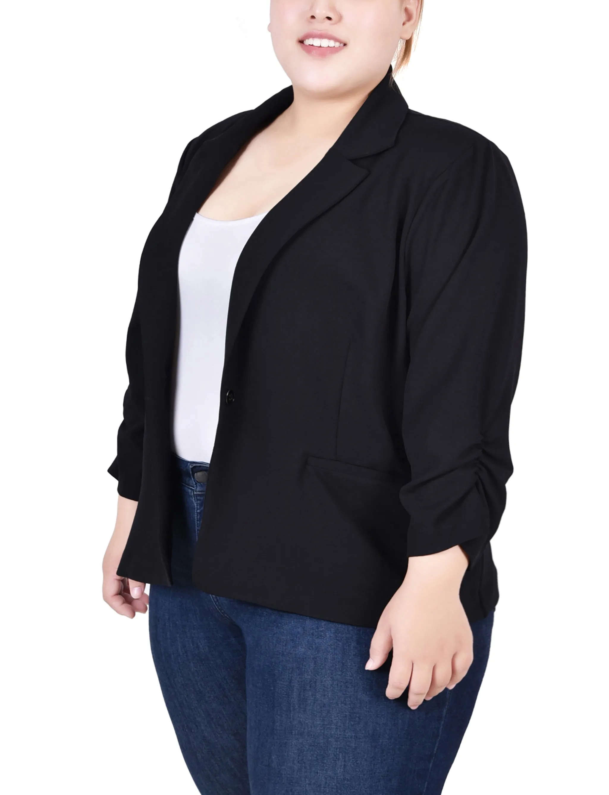 Plus Size Long Sleeve Scuba Crepe Jacket