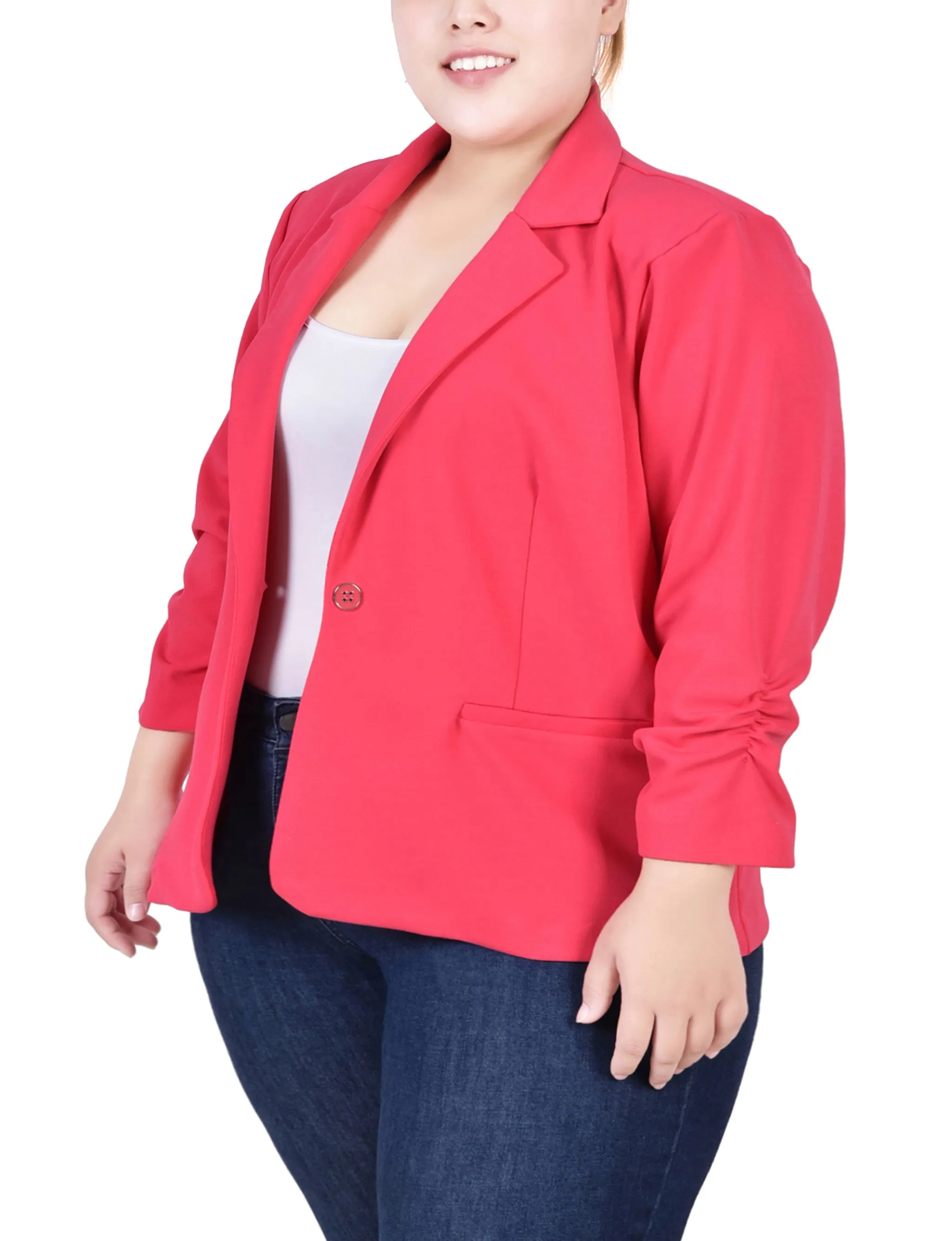 Plus Size Long Sleeve Scuba Crepe Jacket