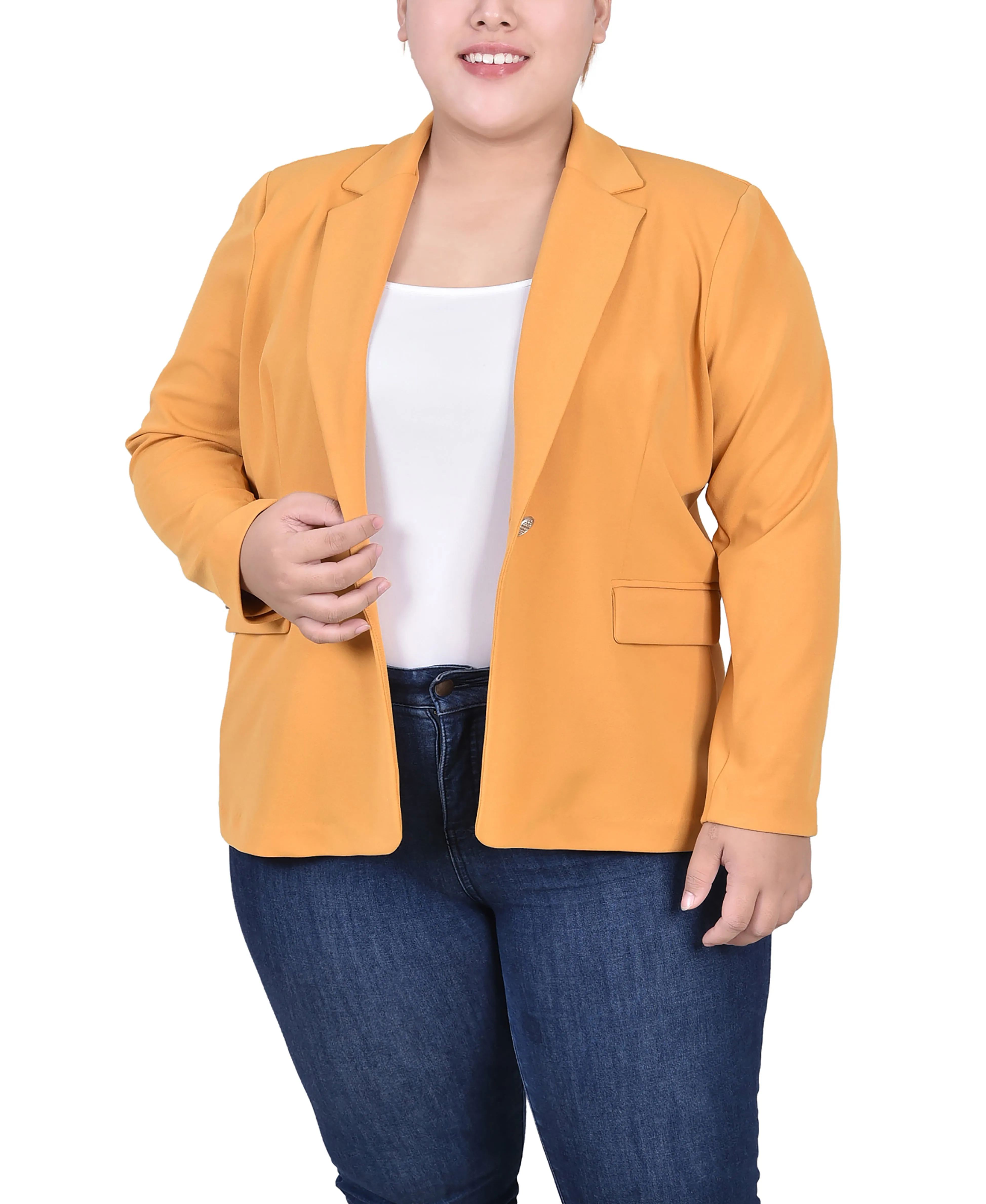 Plus Size Long Sleeve Scuba Crepe Jacket