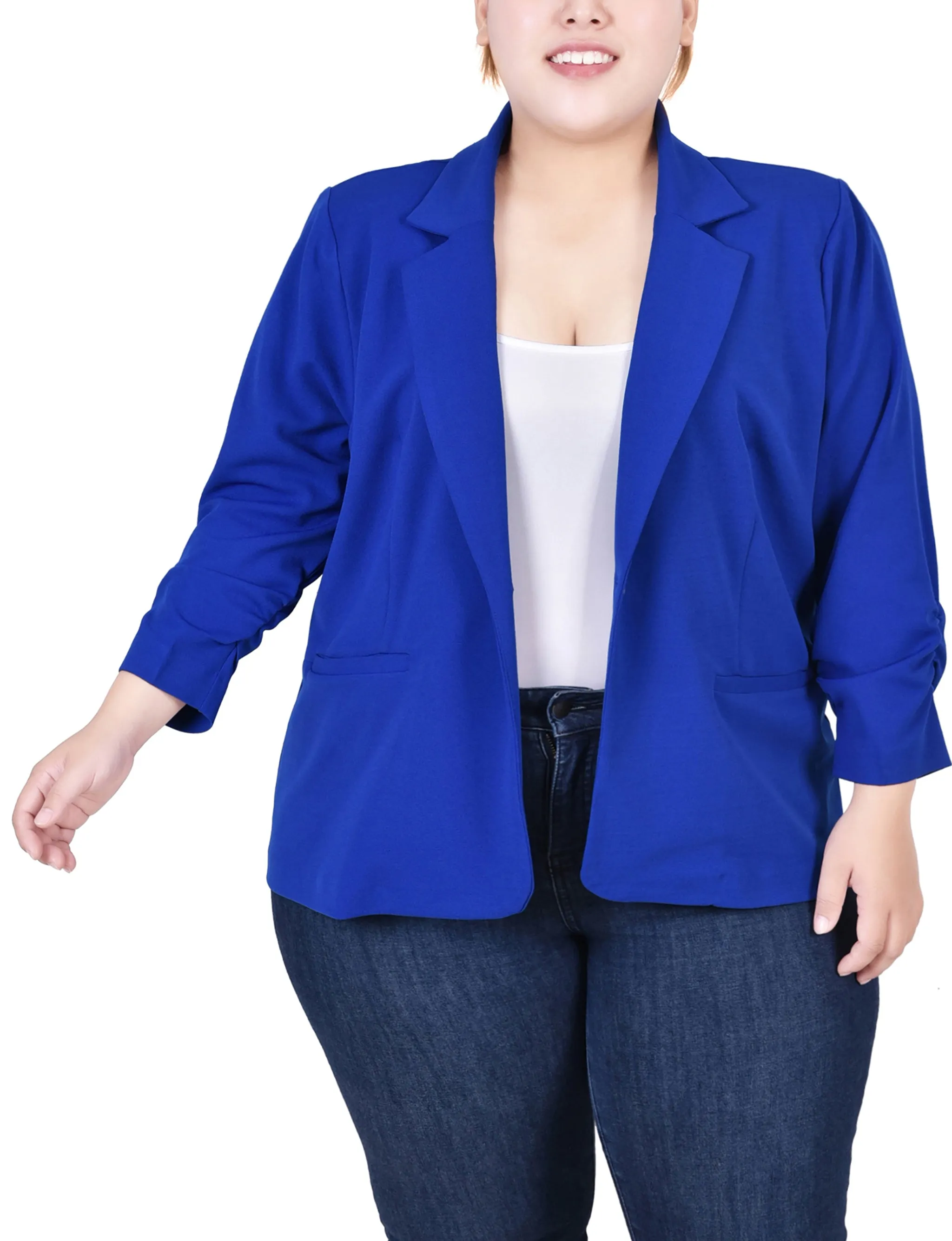 Plus Size Long Sleeve Scuba Crepe Jacket